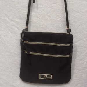 Y2K PRINCESS CRUISES BLACK TRAVEL CROSSBODY NYLON BAG PURSE Top & 2 Side Zippers